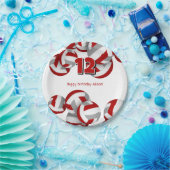 Red Grey Volleyballs Meisjes Jongens Verjaardagsfe Papieren Bordje (Feest)