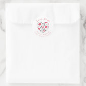 "Red Grey Waterverf Vijf Petal Floral Heart Label (Tas)