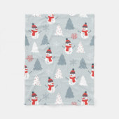 Red Grey & White Kerstmis Snowman Pattern Fleece Deken (Voorkant)