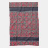 Red & Grey X's en O's Pattern Kitchen Towel Theedoek (Verticaal)