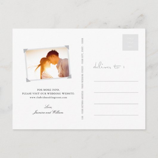 Red Grey Zen Bamboo Chinees huwelijk sparen de dat Aankondigingskaart (Achterkant)