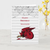 Red Griffin Alice in Wonderland Birthday Kaart (Gele Bloem)