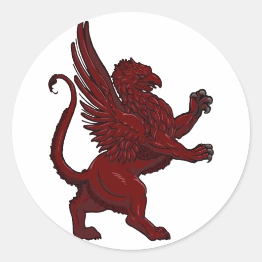 Red Griffin Ronde Sticker (Voorkant)