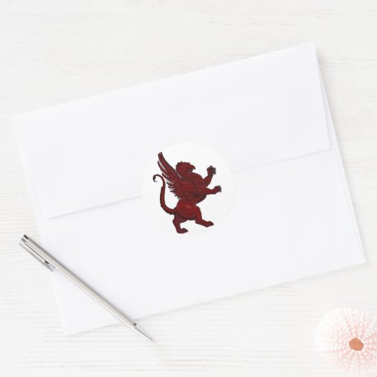Red Griffin Ronde Sticker (Envelop)