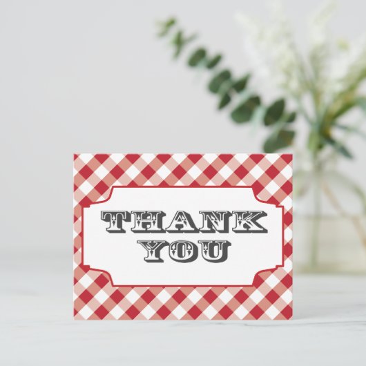 Red Gringham Pattern Dank u briefkaarten (Staand voorkant)
