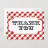 Red Gringham Pattern Dank u briefkaarten (Voorkant / Achterkant)