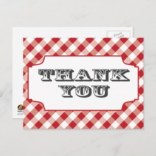 Red Gringham Pattern Dank u briefkaarten (Voorkant / Achterkant)