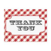 Red Gringham Pattern Dank u briefkaarten