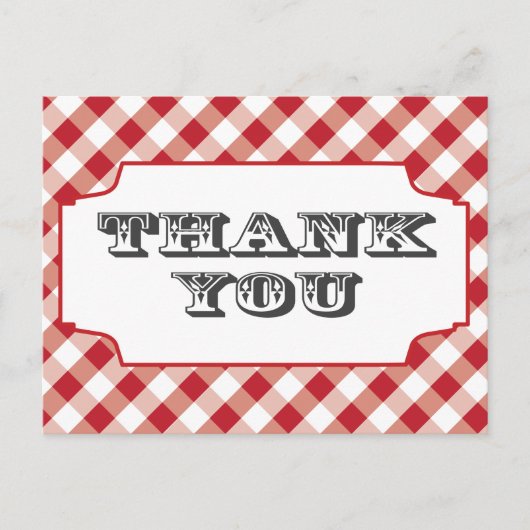 Red Gringham Pattern Dank u briefkaarten (Voorkant)