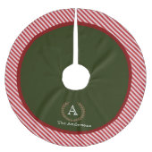 REd Groene Stripe Monogram Familienaam Kerstboom Rok (Voorkant)