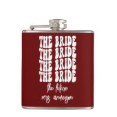 Red Groovy Retro Persoonlijke Bachelorette Bride Heupfles (Voorkant)