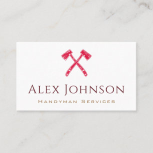 Red Grunge Ax Logo Handyman Home Repair Service Visitekaartje