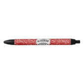 Red Grunge Baseball Pattern Zwarte Inkt Pen (Voorkant)