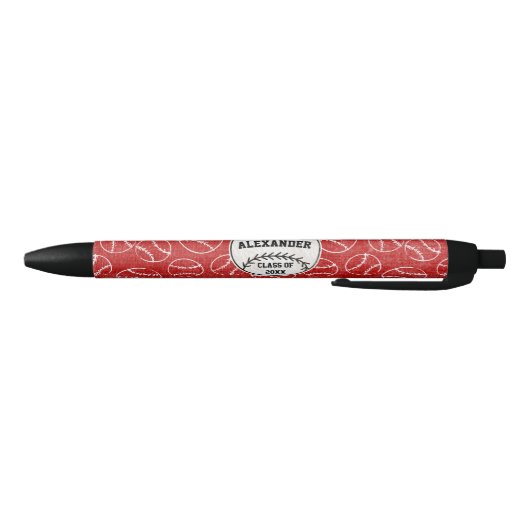 Red Grunge Baseball Pattern Zwarte Inkt Pen (Bodem)
