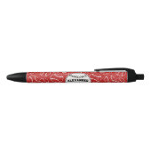 Red Grunge Baseball Pattern Zwarte Inkt Pen (Bovenkant)