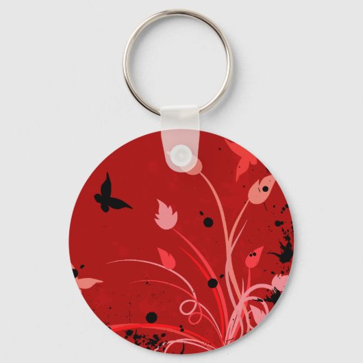 Red Grunge Butterfly Sleutelhanger (Voorkant)