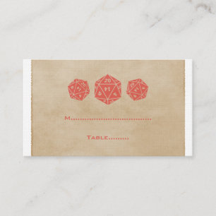 Red Grunge D20 Dice Gamer Place Card Plaatskaartje