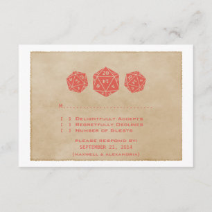 Red Grunge D20 Dice Gamer Response Kaart