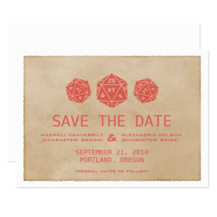 Red Grunge D20 Dice Gamer sparen de Datum Uitnodig Save The Date