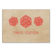 Red Grunge D20 Dice Gamer Table Kaart (Achterkant)