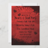 Red Grunge Damask Valentijn Invitation Kaart (Voorkant)