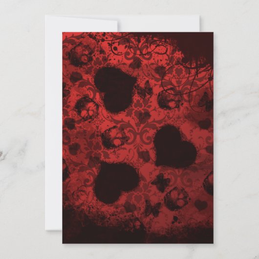 Red Grunge Damask Valentijn Invitation Kaart (Achterkant)