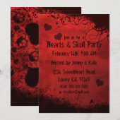 Red Grunge Damask Valentijn Invitation Kaart (Voorkant / Achterkant)