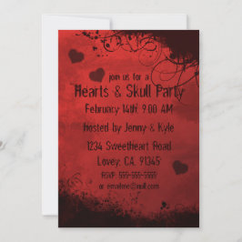 Red Grunge Damask Valentijn Invitation Kaart