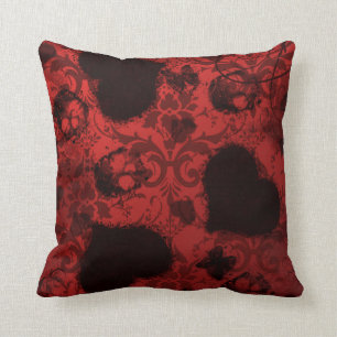 Red Grunge Damask Valentijn Kussen