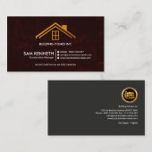 Red Grunge Exquise Contractor's Gold Roof Top Visitekaartje (Voorkant / Achterkant)