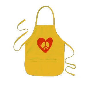 Red Grunge Heart met vredesbord Kinder Schort