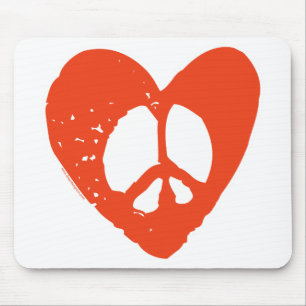 Red Grunge Heart met vredesbord Muismat