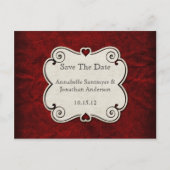 Red Grunge Paper Red Heart Lijst Bewaar de datum Aankondigingskaart (Voorkant)