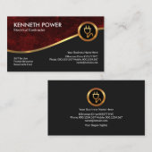 Red Grunge Royal Gold Wave Electrical Contractor Visitekaartje (Voorkant / Achterkant)