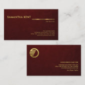 Red Grunge Texture Faux Gold Line Founder CEO Visitekaartje (Voorkant / Achterkant)