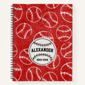 Red Grunged Baseball Pattern Notitieboek (Voorkant)
