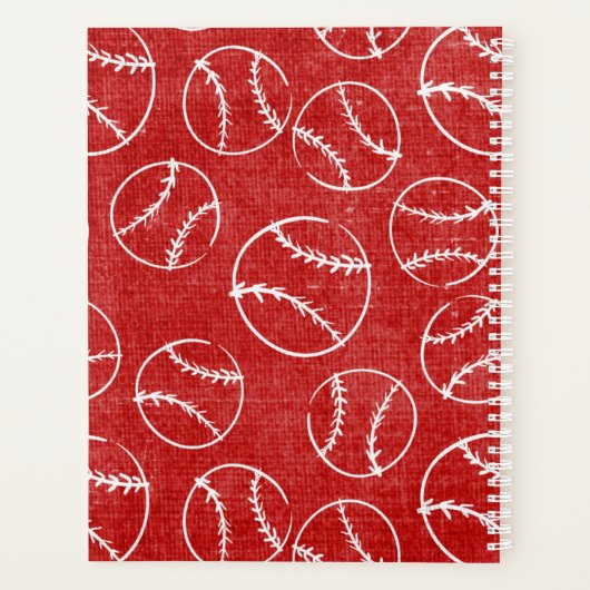 Red Grunged Baseball Pattern Planner (Achterkant)