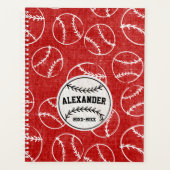 Red Grunged Baseball Pattern Planner (Voorkant)