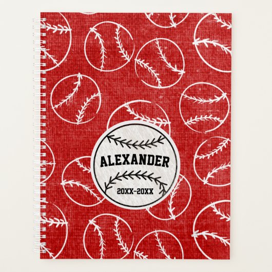 Red Grunged Baseball Pattern Planner (Voorkant)