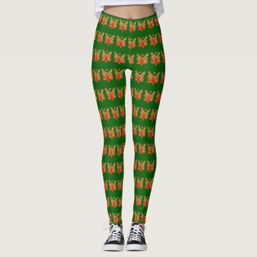 Red Guardian Angel Art Custom Holiday Leggings (Voorkant)