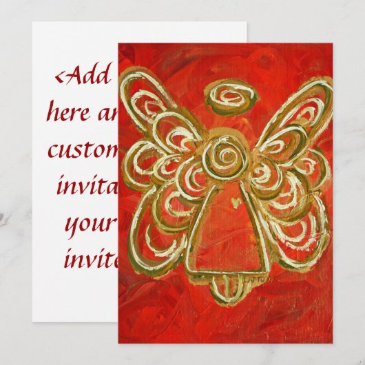 Red Guardian Angel Art Custom Invite of Invitation Kaart (Voorkant / Achterkant)
