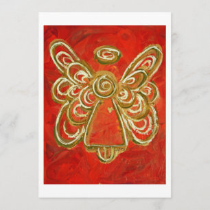 Red Guardian Angel Art Custom Invite of Invitation Kaart