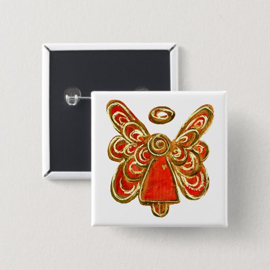 Red Guardian Angel Art Custom Vakantie Button Pin (Voorkant /achterkant)