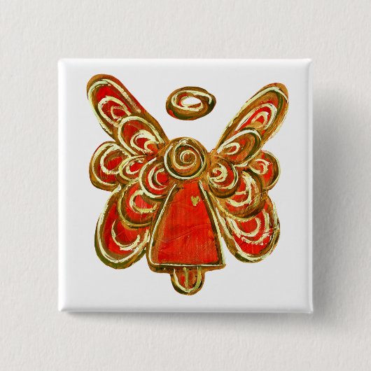 Red Guardian Angel Art Custom Vakantie Button Pin (Voorkant)
