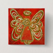 Red Guardian Angel Art Custom Vakantie Button Pin (Voorkant)
