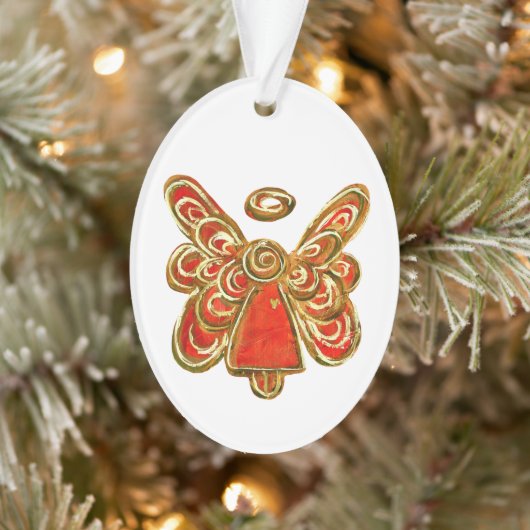 Red Guardian Angel Art Holiday Hanger Ornamenten (Boom)