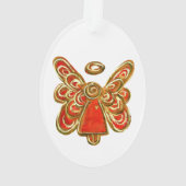 Red Guardian Angel Art Holiday Hanger Ornamenten (achterkant)