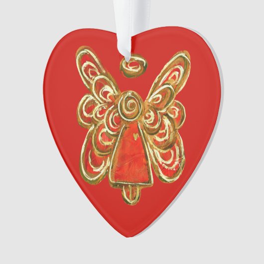 Red Guardian Angel Art Kersthanger Ornament (voorkant)