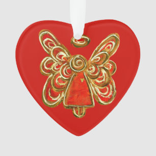 Red Guardian Angel Art Kersthanger Ornament
