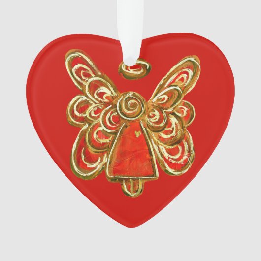 Red Guardian Angel Art Kersthanger Ornament (voorkant)